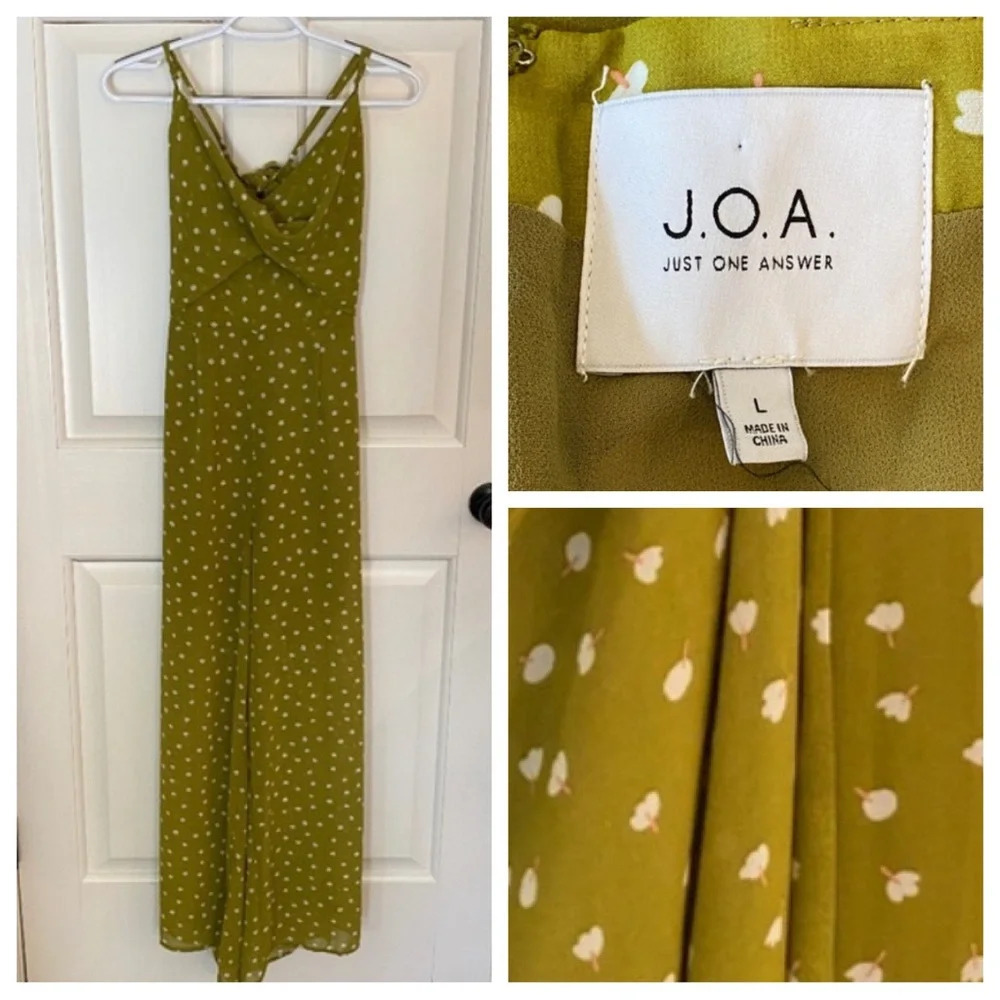 J.O.A. Strappy floral dot Jumpsuit Romper Green White 33598